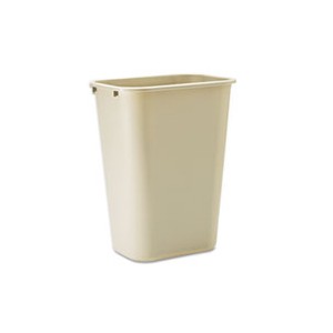 Wastebasket Plastic Rectangular 10 Gallon Beige