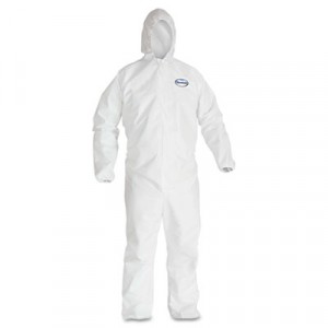 KLEENGUARD A30 Elastic-Back & Cuff Hooded Coveralls, White, 2X-Large