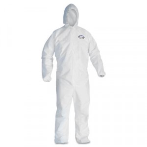 KLEENGUARD A30 Elastic-Back & Cuff Hooded Coveralls, White, 4X-Large