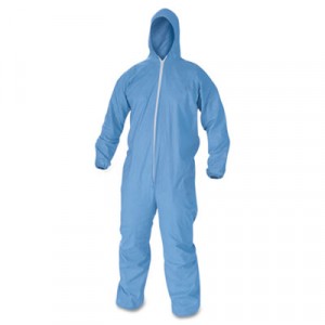 KLEENGUARD A60 Elastic-Cuff & Back Hooded Coveralls, Blue, X-Large