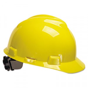 V-Gard Hard Hats w/Fas-Trac Ratchet Suspension, Standard Size 6 1/2 - 8, Yellow