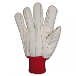 Heavy Canvas Gloves, White/Red