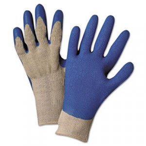 6030L Premium Knit-Back Latex-Palm, Gray/Blue, Large