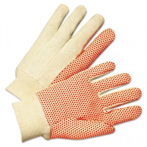 1000 Series PVC Dotted Canvas Gloves, Orange/Black, Large