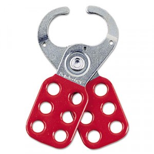 Steel Lockout Hasps, Steel/Vinyl, 2 3/8 in, Red