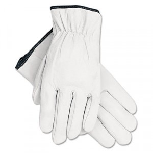 Grain Goatskin Driver Gloves, White, Large