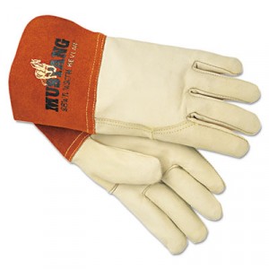 Mustang MIG/TIG Leather Welding Gloves, White/Russet, Large
