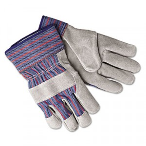 Select Shoulder Split Cow Gloves, Blue/Gray, Large