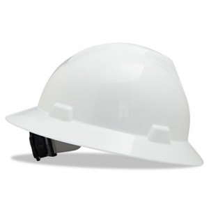 V-Gard Hard Hats w/Fas-Trac Ratchet Suspension, Standard Size 6 1/2 - 8, Wh