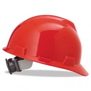 V-Gard Hard Hats w/Fas-Trac Ratchet Suspension, Standard Size 6 1/2 - 8, Red