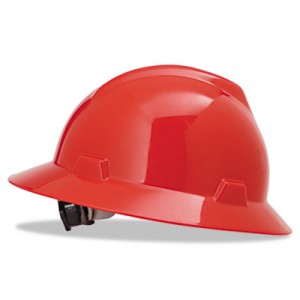V-Gard Hard Hats w/Fas-Trac Ratchet Suspension, Standard Size 6 1/2 - 8, Red