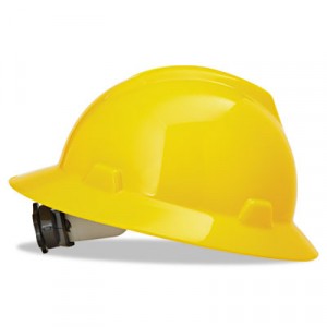 V-Gard Hard Hats w/Fas-Trac Ratchet Suspension, Standard Size 6 1/2 - 8, Yellow