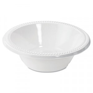 Plastic Bowls, 12 Ounces, White, Round, 125/Pack