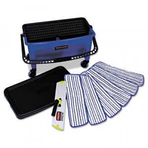 Microfiber Floor Finishing System, 27 gal, Blue/Black/White