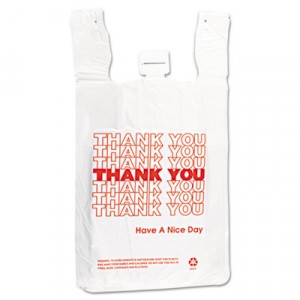 T-Shirt Thank You Bag, 12x7x13, 12.5 Micron, White, 500/Case