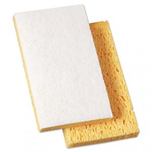 Light-Duty Scrubbing Sponge, 3 3/5x6 1/10 in, 7/10" Thick, Yellow/White