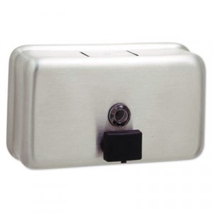 ClassicSeries Surface-Mounted Liquid Soap Dispenser, Horizontal, 40 oz, Metal