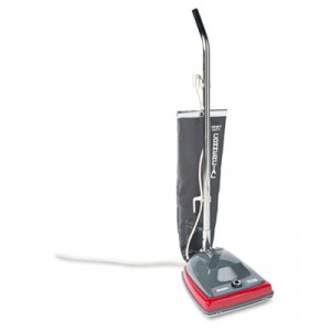 Commercial Lightweight Bag-Style Upright Vacuum, 12 lbs, Gray/Red
