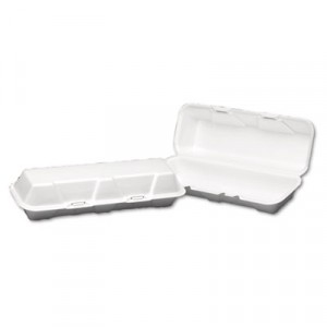 Foam Hinged Hoagie Container, Extra-Large, 13-1/5x4-1/2x3-1/5, White, 100/Bag