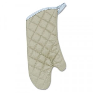 Flameguard Oven Mitt, 15", One Size Fits All, Terrycloth, Tan