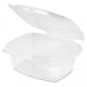 Clear Hinged Deli Container, Plastic, 12 oz, 5-3/8x4-1/2x2-1/2, 100/Bag