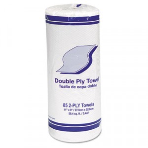 Paper Towel Rolls, Perforated, Two-Ply, 11x9, White, 85/Roll