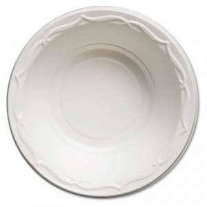 Aristocrat Plastic Bowls, 12 Ounces, White, Round, 125/Pack