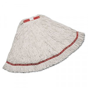 Web Foot Wet Mops, Cotton/Synthetic, White, Large, 1-in. Red Headband