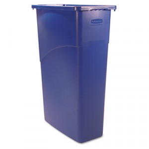 Slim Jim Waste Receptacle, Rectangular, Plastic, 23 gal