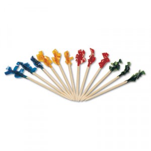 Regular Cellophane-Frill Wood Picks, 2 3/4", Assorted