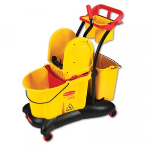 WaveBrake Mopping Trolley Down-Press Bucket/Wringer Combo, 8.75 gal, Yellow