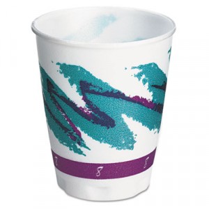 Trophy Insulated Thin-Wall Foam Cups, Hot/Cold, 8 oz, Jazz, White/Green/Purple