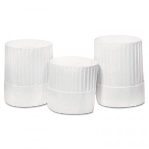 Pleated Chef's Hats, Paper, White, Adjustable, 10" Tall