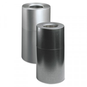Atrium Aluminum Radius Top Waste Container, Round, 35 gal, Hammered Silver