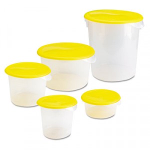 Round Storage Containers, 2qt, 8 1/2dia x 4h, Clear