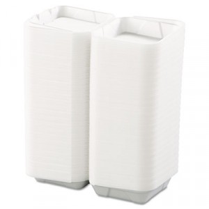 Snap-it Hinged Carryout Containers, Foam, 1-Compartment, 8x8x3, Medium, White