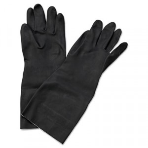 Neoprene Flock-Lined Gloves, Long-Sleeved, Large, Black, Dozen