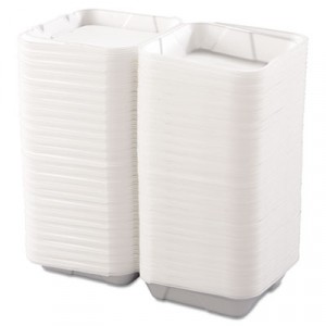 Snap-it Hinged Carryout Containers, Foam, 1-Compartment, 9-1/4x9-1/4x3, White