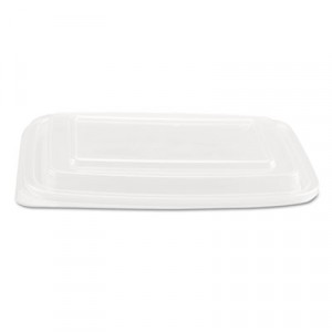 Microwave Safe Container Lid, Plastic, Fits 24-32 oz, Rectangular, Clear, 75/Bag