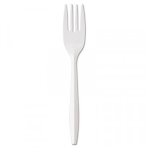 Medium-Weight Cutlery, 6 1/4", Fork, White