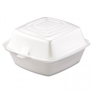 Hinged Food Container, Foam, 1-Comp, 5 1/2x5 3/8x2 7/8, White
