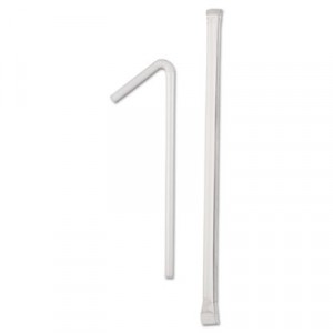 Wrapped Flex Straws, 7 3/4", Polypropylene, White