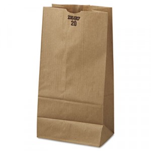20# Paper Bag, 40-lb Base Weight, Brown Kraft, 8-1/4x5-5/16x16-1/8, 500-Bundle