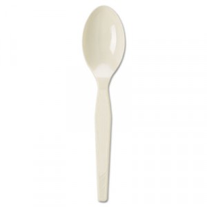 Heavy-Mediumweight Polystyrene Teaspoons, 5.88", Champagne, Dense Pack, 1,000/Cs
