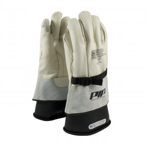 Leather Protector, Grain Cowhide, Class 1-2, 12 In., Gauntlet Cuff Size 12