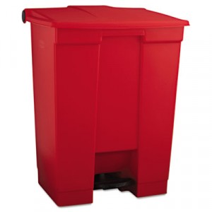 Step-On Waste Container, Rectangular, Plastic, 18 gal, Red