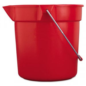 10-Quart BRUTE Round Utility Pail, Plastic, 10 1/2dia x 10 1/4h, Red