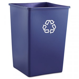 Recycling Container, Square, Plastic, 35 gal, Blue