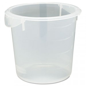 Round Storage Containers, 4qt, 8 1/2dia x 7 3/4h, Clear