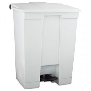 Step-On Waste Container, Rectangular, Plastic, 18 gal, White